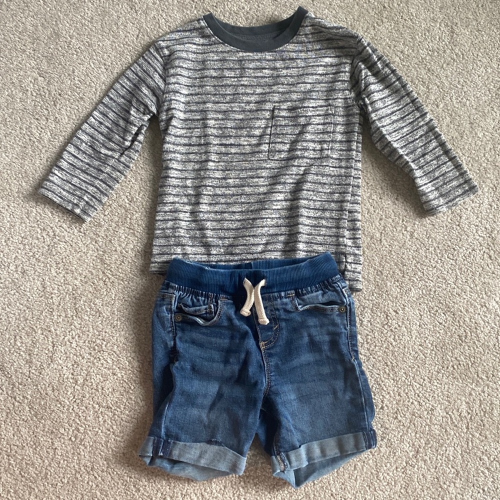 2T toddler’s jeans, cargo pants, joggers, shorts, waffle knit long sleeve shirts